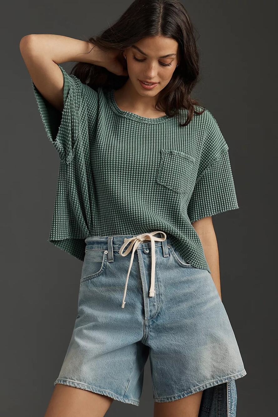 Pilcro Anthropologie Short Sleeve Waffle Tee